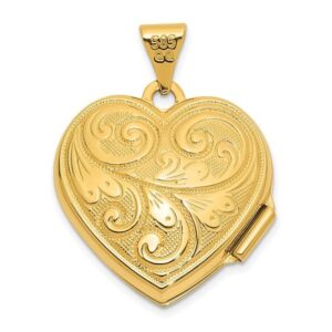 IceCarats 14K Yellow Gold Reversible Heart Love Personalized Photo Locket Necklace Charm Pendant 24mm x 18.6mm Only