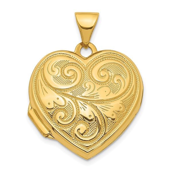 IceCarats 14K Yellow Gold Reversible Heart Love Personalized Photo Locket Necklace Charm Pendant 24mm x 18.6mm Only