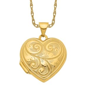 IceCarats 14K Yellow Gold Reversible Heart Love Personalized Photo Locket Necklace Charm Pendant 24mm x 18.6mm Only