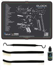 gen 4 5 pc edog schematic (exploded view) heavy duty pistol cleaning 12x17 padded gun-work surface protector mat solvent & oil resistant & 3 pc cleaning essentials & clenzoil