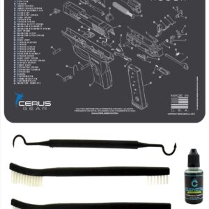 Ruger LC9 5 PC EDOG Cerus Gear Schematic (Exploded View) Heavy Duty Pistol Cleaning 12x17 Padded Gun-Work Surface Protector Mat Solvent & Oil Resistant & 3 PC Cleaning Essentials & Clenzoil