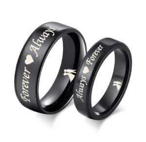 always and forever titanium stainless steel wedding band set valentine engagement promise couple ring