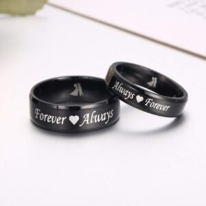 Always and Forever Titanium Stainless Steel Wedding Band Set Valentine Engagement Promise Couple Ring