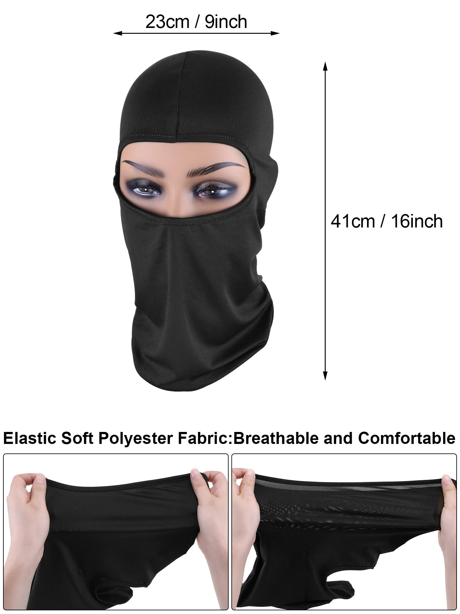 SATINIOR 6 Pieces Ski Mask for Men Balaclava Full Face Cover UV Sun Protection Cooling Neck Gaiter Clothing Scarf Bandana(Black,Ice Silk)