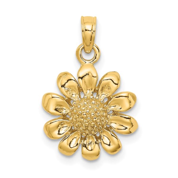 IceCarats 14K Yellow Gold Sunflower Necklace Daisy Pendant Sunshine Summer Flowers Charm Only