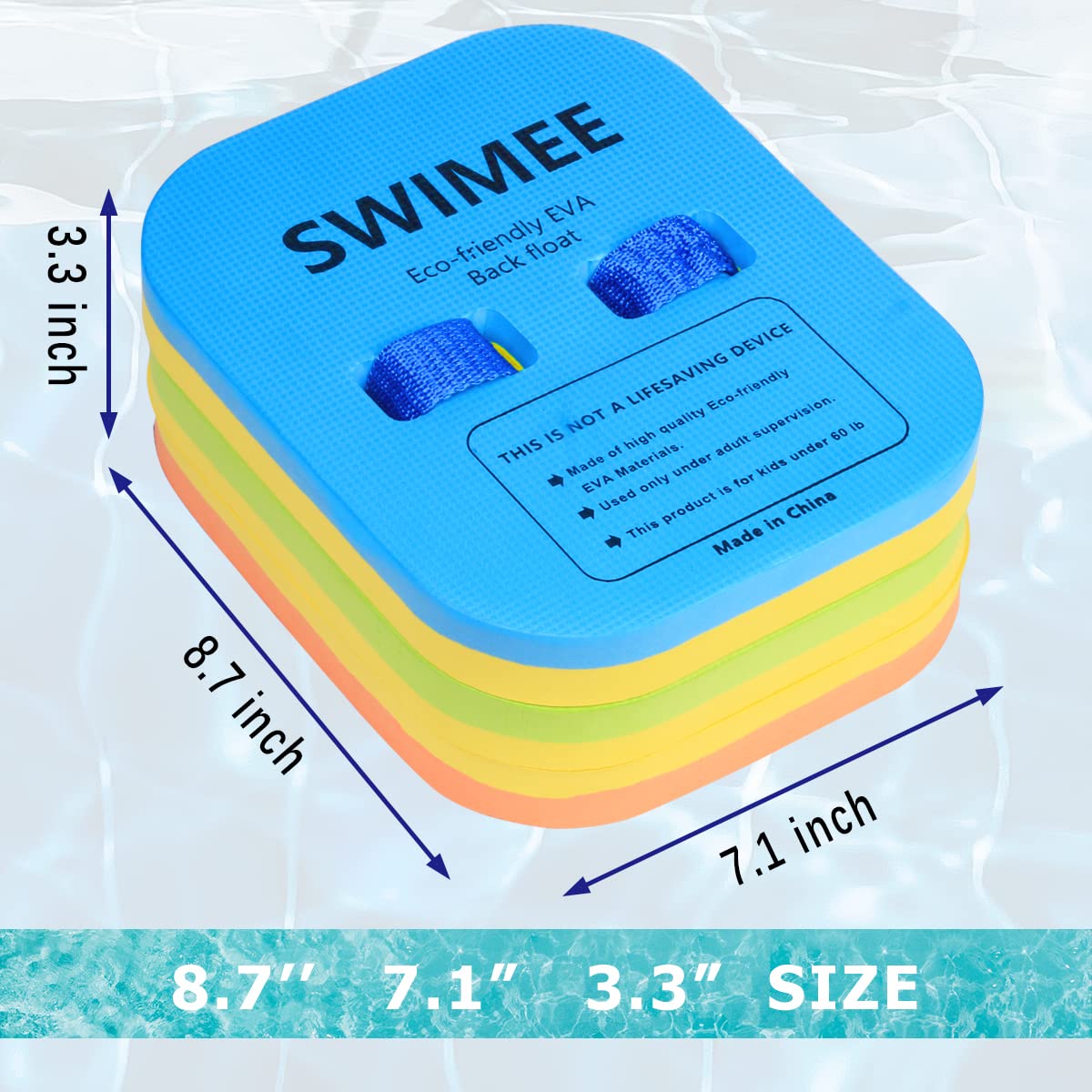 SWIMMEE Back Float for Kids Children Safety Swim Bubble with Adjustable 3 Layers Swim Belts Comfortable Waterproof Floaties Device for Kids Toddler Swimming Floats (10lb-60lb)