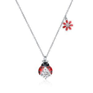 poplyke ladybug necklace for women sterling silver daisy jewelry gifts