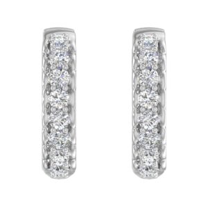 14K White Gold Natural Diamond Ladies Hoop Earrings (I1-I2 Clarity, 1/2 Carat)