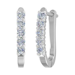 1/2 Carat Natural Diamond Hoop Earrings in 10K White Gold