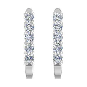 1/2 Carat Natural Diamond Hoop Earrings in 10K White Gold