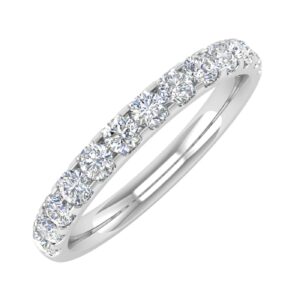 1/2 carat round diamond wedding band ring in 14k white gold (ring size 7) (i1-i2 clarity)