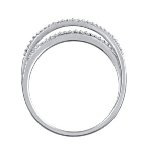 10K White Gold Diamond Bypass Wedding Band Ring (0.14 Carat) (Ring Size 7)