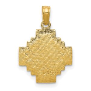 Solid 14k Yellow Gold Textured Jerusalem Cross Pendant 22 mm x 15 mm