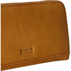 Timberland womens Leather Rfid Zip Around Wallet Clutch With Wristlet Strap, Wheat (Nubuck), One Size