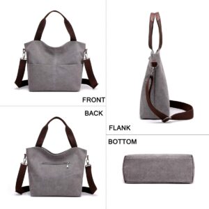 DOURR Hobo Handbags, Canvas Crossbody Bags for women Fashion Crossover Purse Cotton Shoulder Bag (Purple Coffee-01)