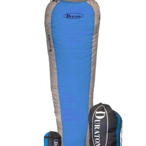 Duraton Mummy Sleeping Bag 20 Degree Weather, Lightweight with Compression Sack for Camping or Backpacking, Warm for Both Adults and Kids (Blue)