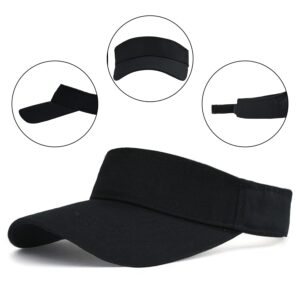 HH HOFNEN Sports Sun Visor Hats Twill Cotton Ball Caps for Men Women Adults Kids (#2 Dark Black)