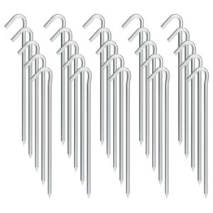 OK5STAR 9 Inch Galvanized Tent Stakes Metal Tent Pegs, Heavy Duty Steel Yard Camping Stakes Tarp Hooks Inflatables Outdoor Decorations, 25 Pack