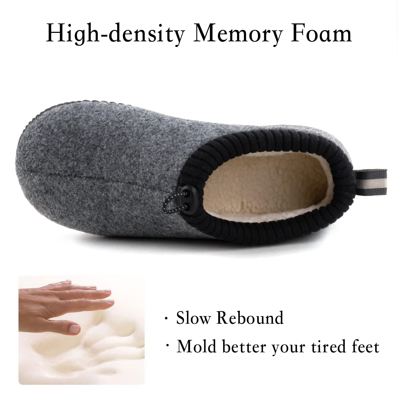 ULTRAIDEAS Men's Cozy Memory Foam Slippers with Warm Fleece Lining, Wool-Like Blend Micro Suede House Shoes with Indoor Outdoor Rubber Sole(Grey, Size 12)