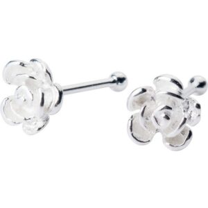 unique nose rings studs 22 gauge body piercing jewelry for women girls s925 sterling silver tiny rose flower ball bead labret screw nose stud post pin hypoallgenic personalized jewelry (5mm pair)