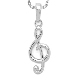 icecarats 14k white gold treble clef music note necklace charm pendant 25mm x 8.13mm only