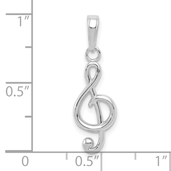 IceCarats 14K White Gold Treble Clef Music Note Necklace Charm Pendant 25mm x 8.13mm Only