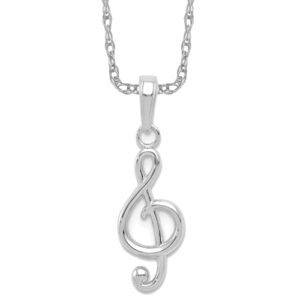 IceCarats 14K White Gold Treble Clef Music Note Necklace Charm Pendant 25mm x 8.13mm Only