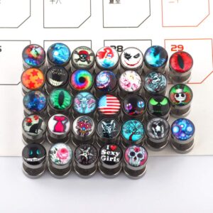 28pcs Cheater Fake Ear Plugs Satinless Steel Gauges Illusion Tunnel Piercing Stud Screw Earrings 14Style