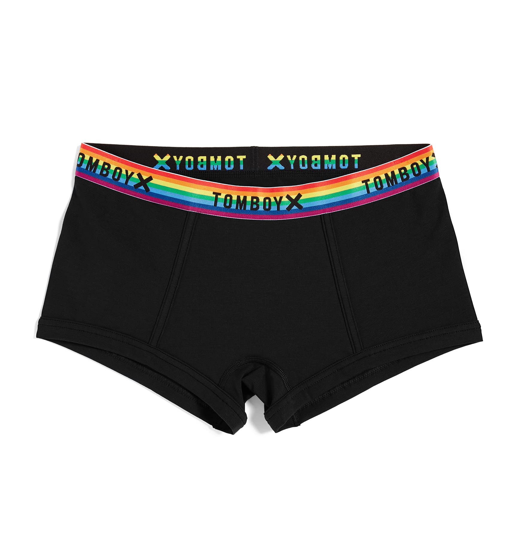 TomboyX Boy Short Underwear For Women, Cotton Stretch Comfortable Boxer Briefs Panties, X-Large/Black Rainbow