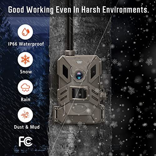 OUTDOOR EXPERT 4G Cellular Trail Camera,20MP Hunting Camera with No Glow 940nm IR Led Night Vision,HD Video IP66 Waterproof Game Cam,90FT Flash Range Wildlife Monitor Camera