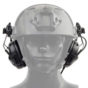 DETECH Tactical Helmet Headset Headphone Electronic Shooting Ear Protection Sound Amplification Noise Reduction Ear Muffs Hunting Shooting Ear Defender with Detachable Microphone