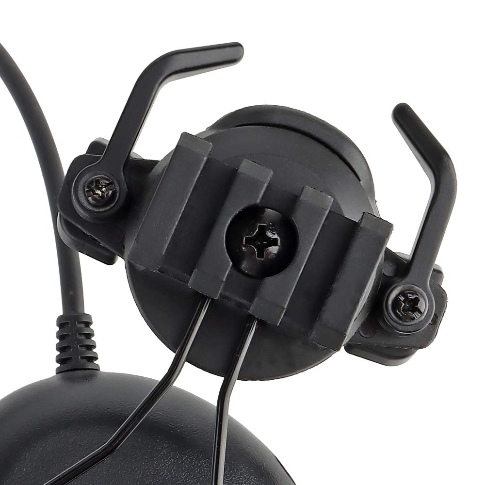 DETECH Tactical Helmet Headset Headphone Electronic Shooting Ear Protection Sound Amplification Noise Reduction Ear Muffs Hunting Shooting Ear Defender with Detachable Microphone