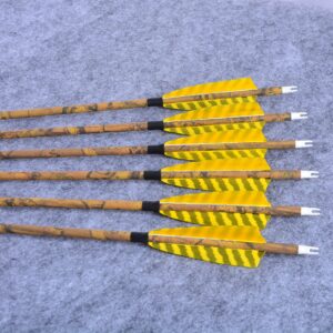 AMEYXGS Camo Carbon Arrow 30 Inch Practice Hunting Arrow Spine 500 with 4 Inch Turkey Feathers for Traditional Recurve Compound Bows (6)