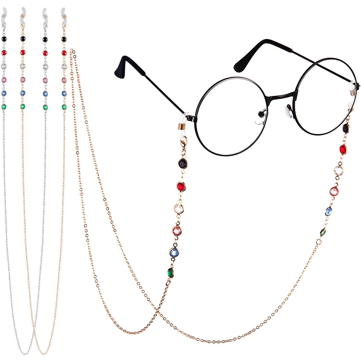 Frienda 2 Pieces Eyeglass Chains for Women Colorful Beaded Sunglasses Chain, Reading Eyeglasses Holder Strap Cords Lanyards (Bead)