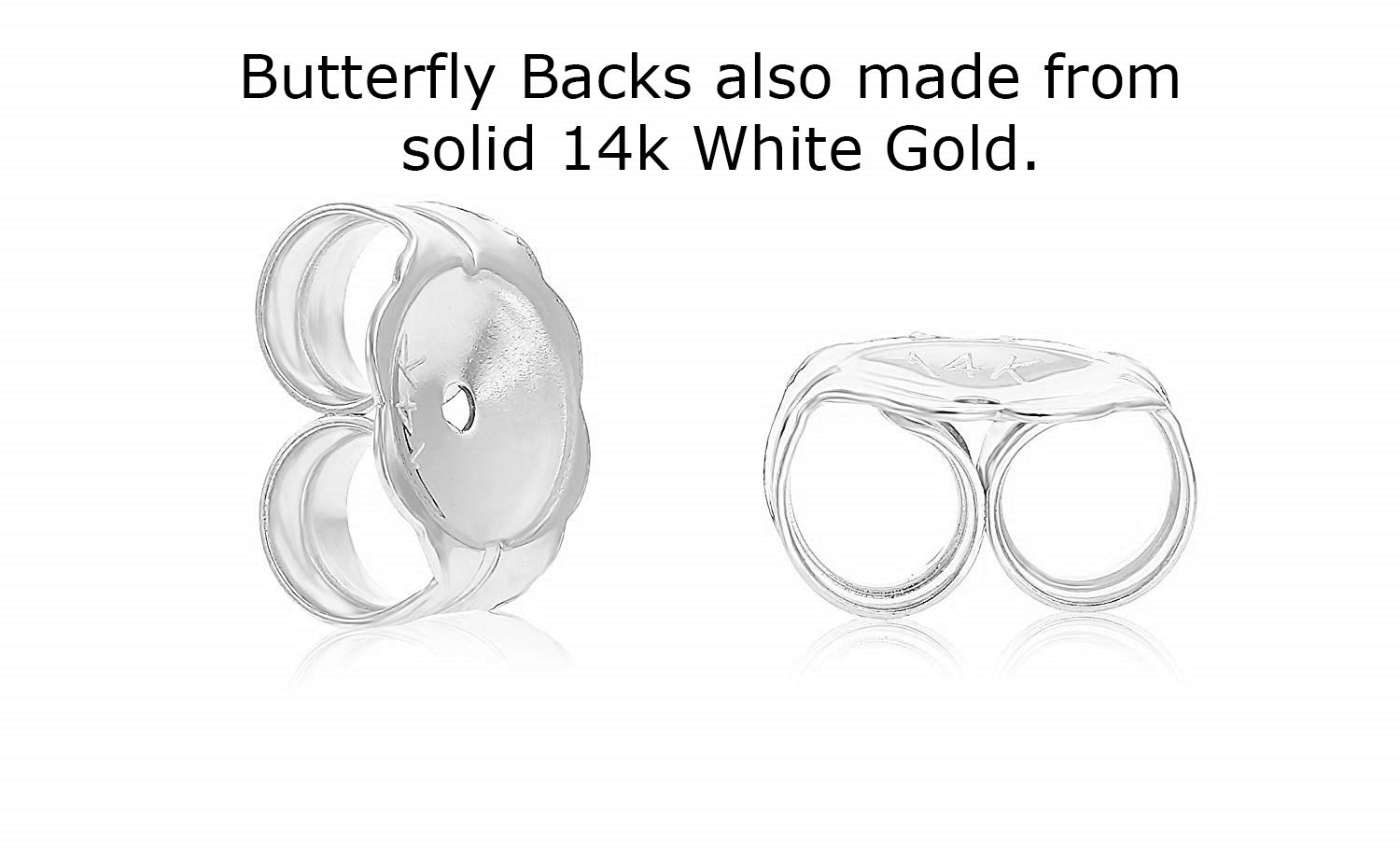 14k White Gold Solitaire Round Tint Cubic Zirconia Small CZ Stud Earrings with 14k Gold butterfly Push-backs (3mm)