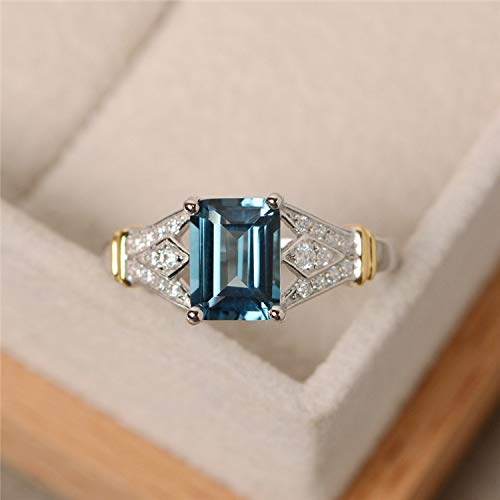 Metmejiao Vintage Women Aquamarine Gemstone 14k White Gold Filled Wedding Bridal Band Ring (9)