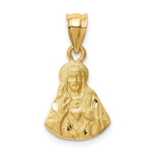 diamond2deal gift for mothers day 14k yellow gold brushed diamond-cut jesus pendant