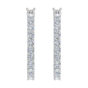 1/2 Carat Natural Diamond Hoop Earrings in 10K White Gold