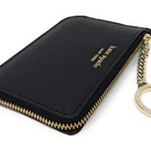 Kate Spade New York Medium L-Zip Leather Card Holder Keychain Black