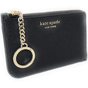 Kate Spade New York Medium L-Zip Leather Card Holder Keychain Black