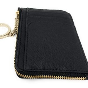 Kate Spade New York Medium L-Zip Leather Card Holder Keychain Black