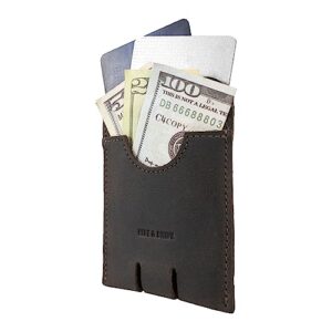 Hide & Drink, Business Push Card Holder, Minimalist Cash Organizer Handmade from Full Grain Leather - Bourbon Brown