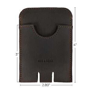 Hide & Drink, Business Push Card Holder, Minimalist Cash Organizer Handmade from Full Grain Leather - Bourbon Brown