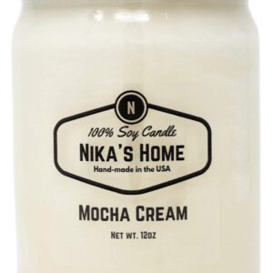 Nika's Home Mocha Cream 12oz Mason Soy Candle