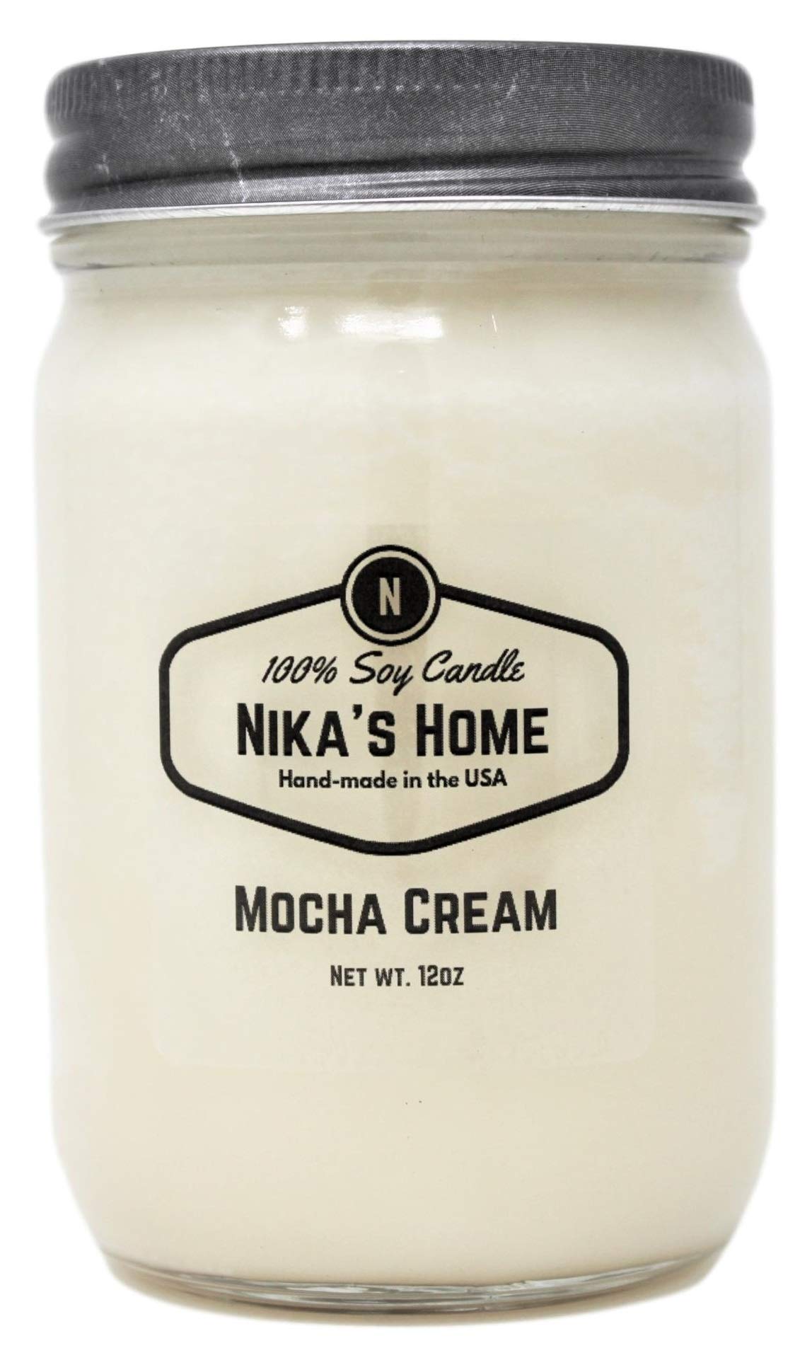 Nika's Home Mocha Cream 12oz Mason Soy Candle