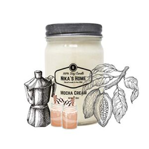 Nika's Home Mocha Cream 12oz Mason Soy Candle