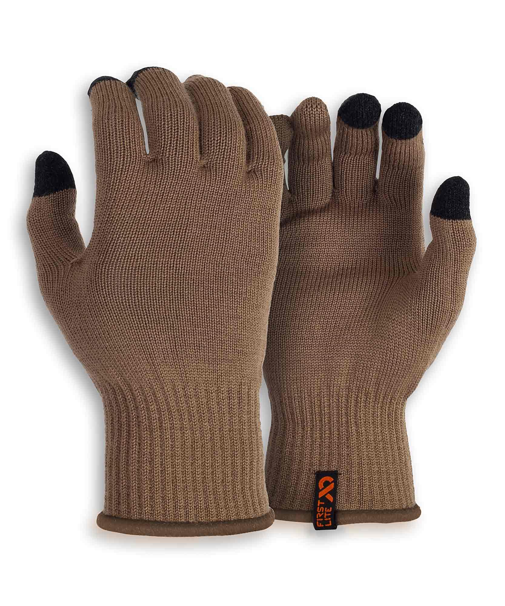 First Lite Talus Touch Full Finger Merino Wool Glove - Lightweight Hunting Gloves - Dry Earth - Large