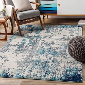 Livabliss Arti Modern Abstract Area Rug,6'7" x 9',Dark Blue/Aqua