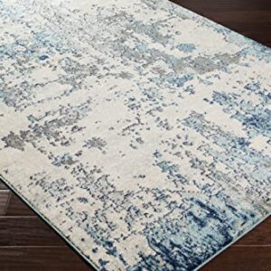 Livabliss Arti Modern Abstract Area Rug,6'7" x 9',Dark Blue/Aqua