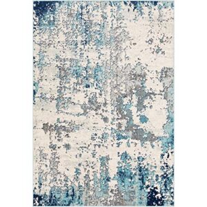 Livabliss Arti Modern Abstract Area Rug,6'7" x 9',Dark Blue/Aqua